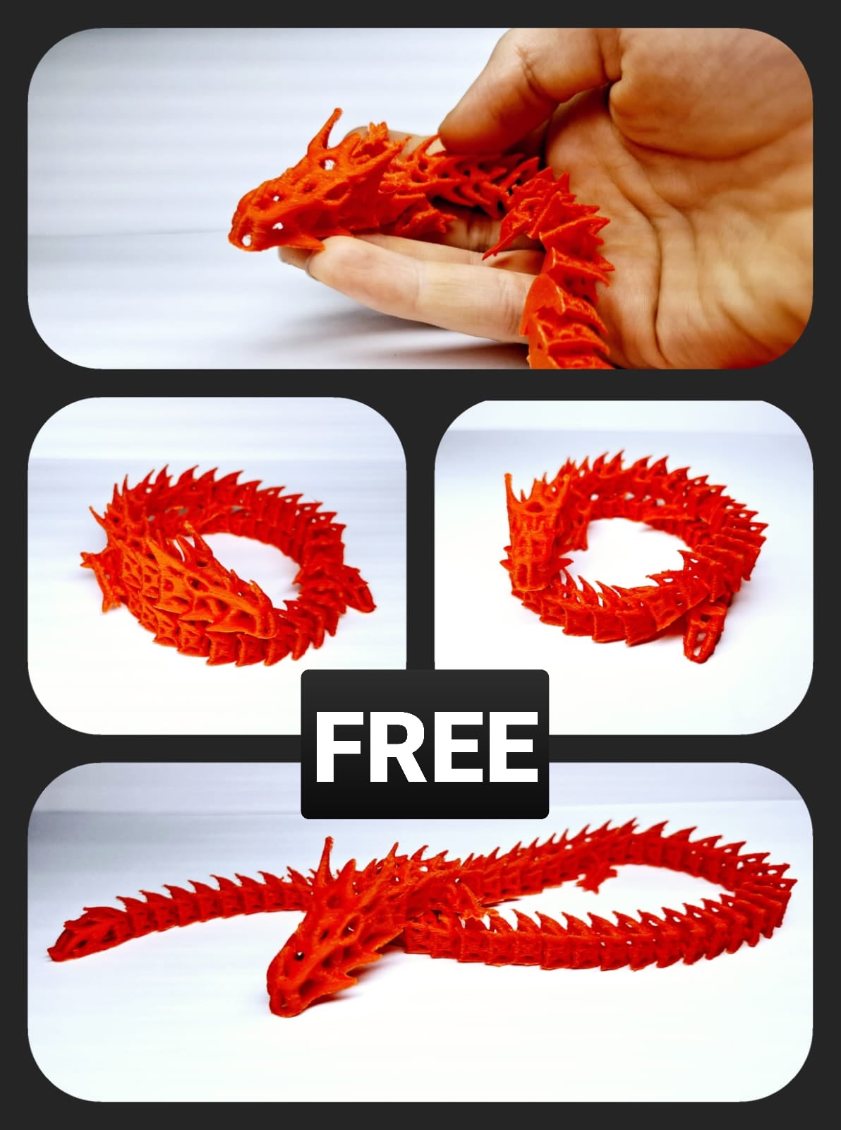 Print in Place Skeleton Dragon 3d model