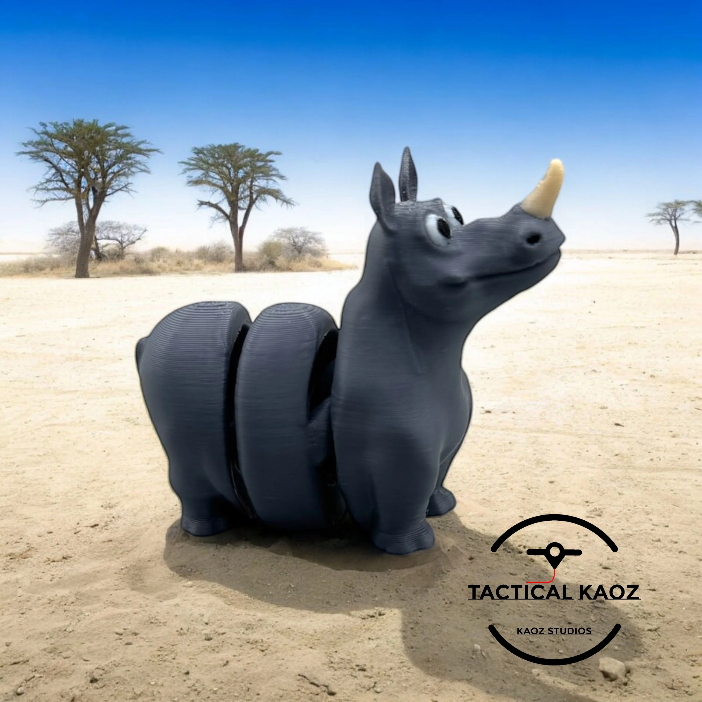 Rhino Flexy Wiggle - Articulating Rhino Print In Place 3d model