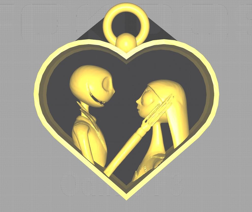 nightmare before christmas jack and sally heart 3d model