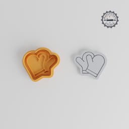 Gloves Cutter & Stamp, Cookie Fondant Decoration, Winter Mittens Design, 3 Sizes, 6 Piece Set PRODUCT_4888 3d model