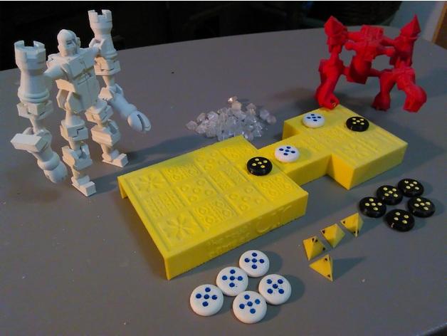 Royal Game of Ur with Print-in-place hinged board 3d model