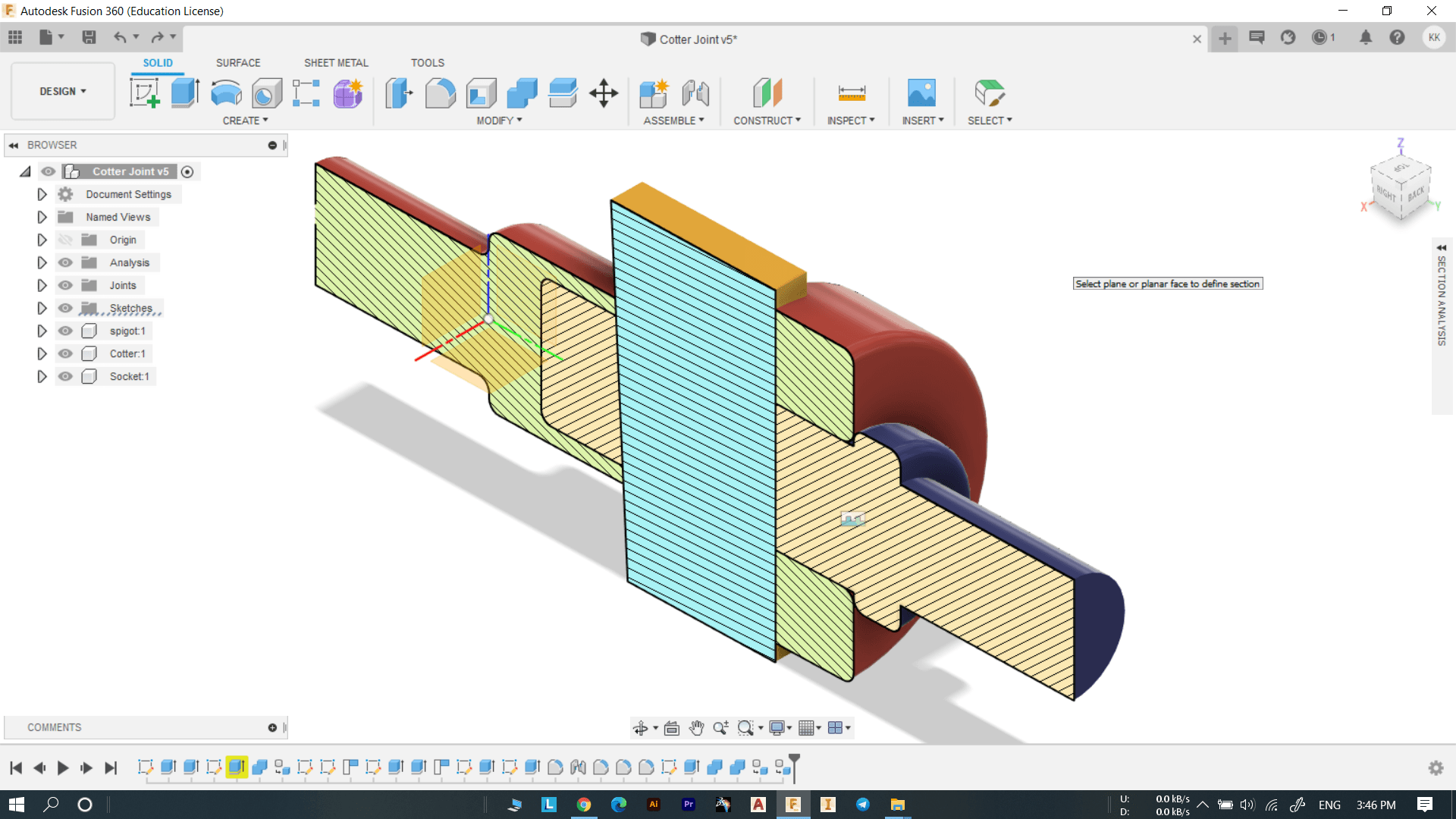 Cotter Joint - Sectional View - 3d model