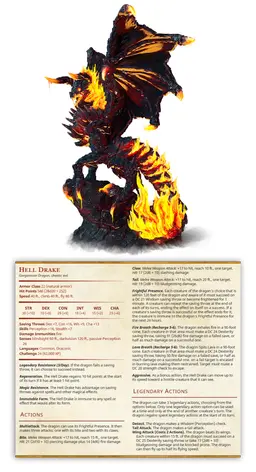 Hell Drake - Demon Dragon - PRESUPPORTED - Illustrated and Stats - 32mm scale 3d model