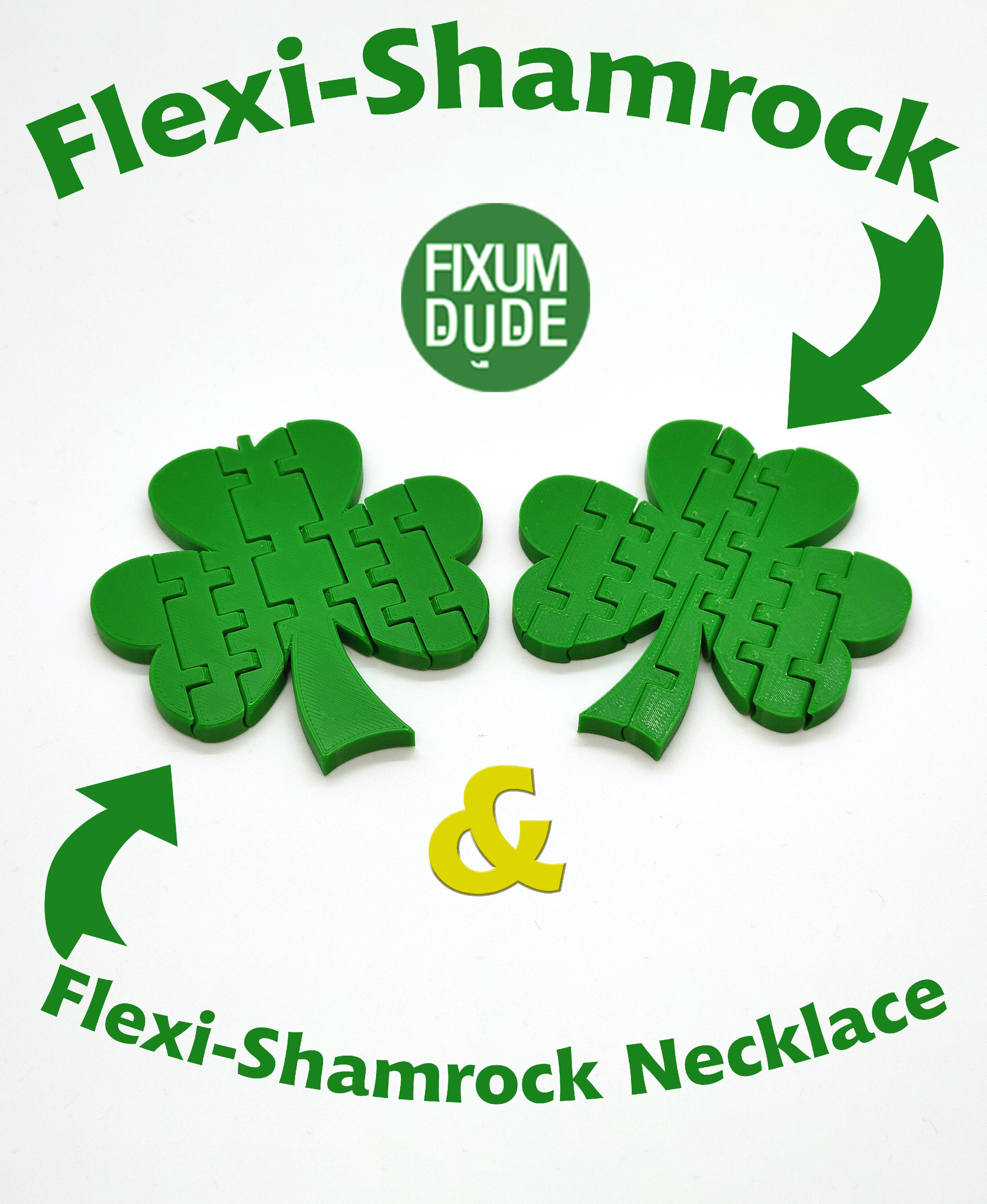 Flexi Articulated Shamrock & Shamrock Necklace 3d model