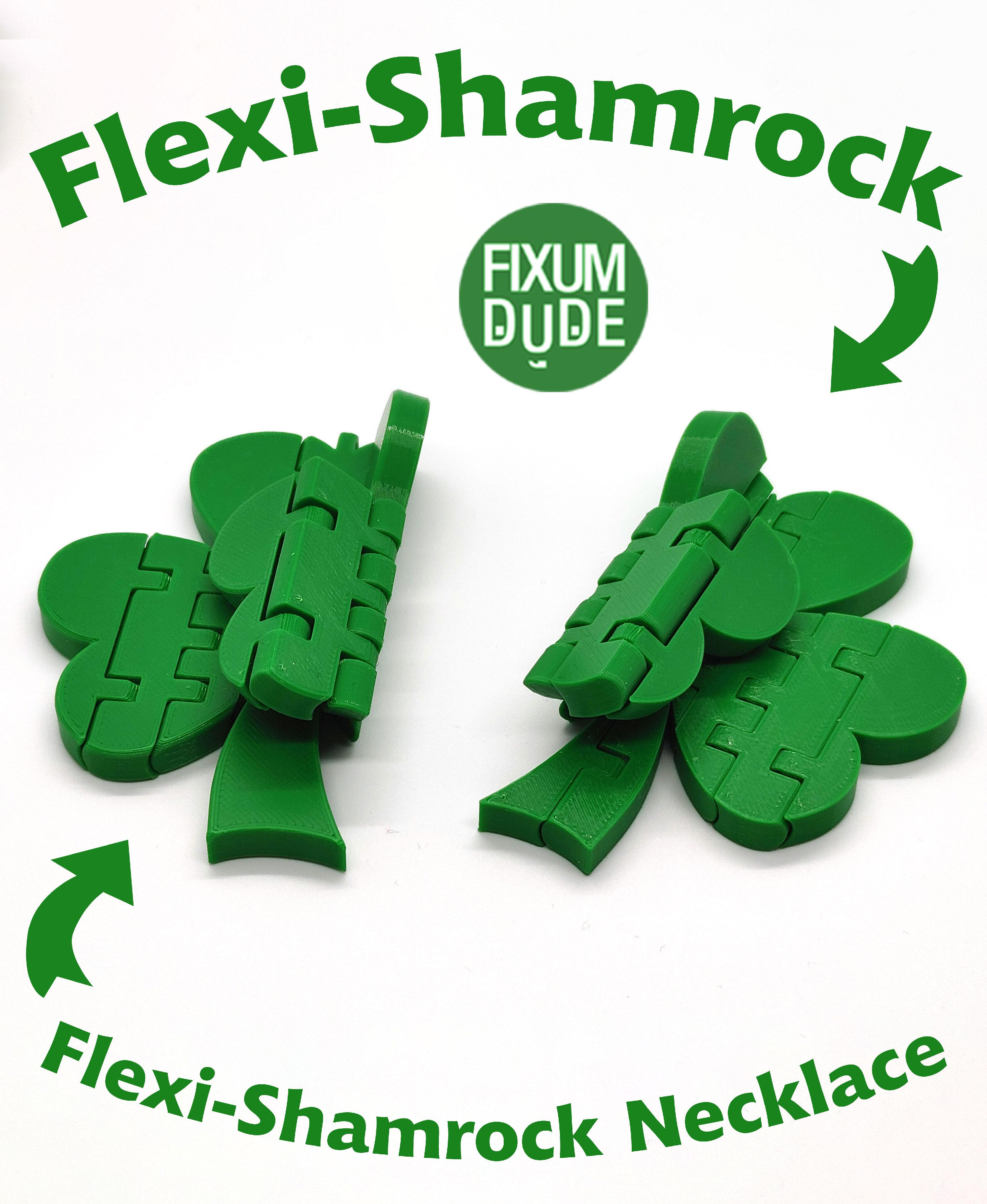 Flexi Articulated Shamrock & Shamrock Necklace 3d model