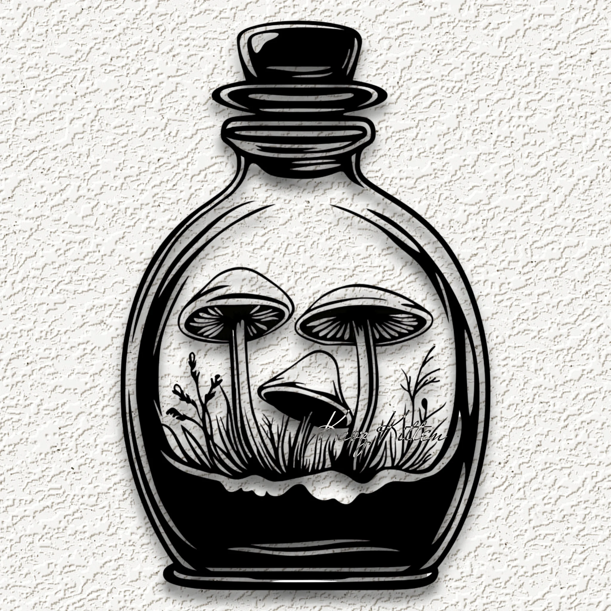 mushroom scene wall art fantasy potion bottle home decor 3d model