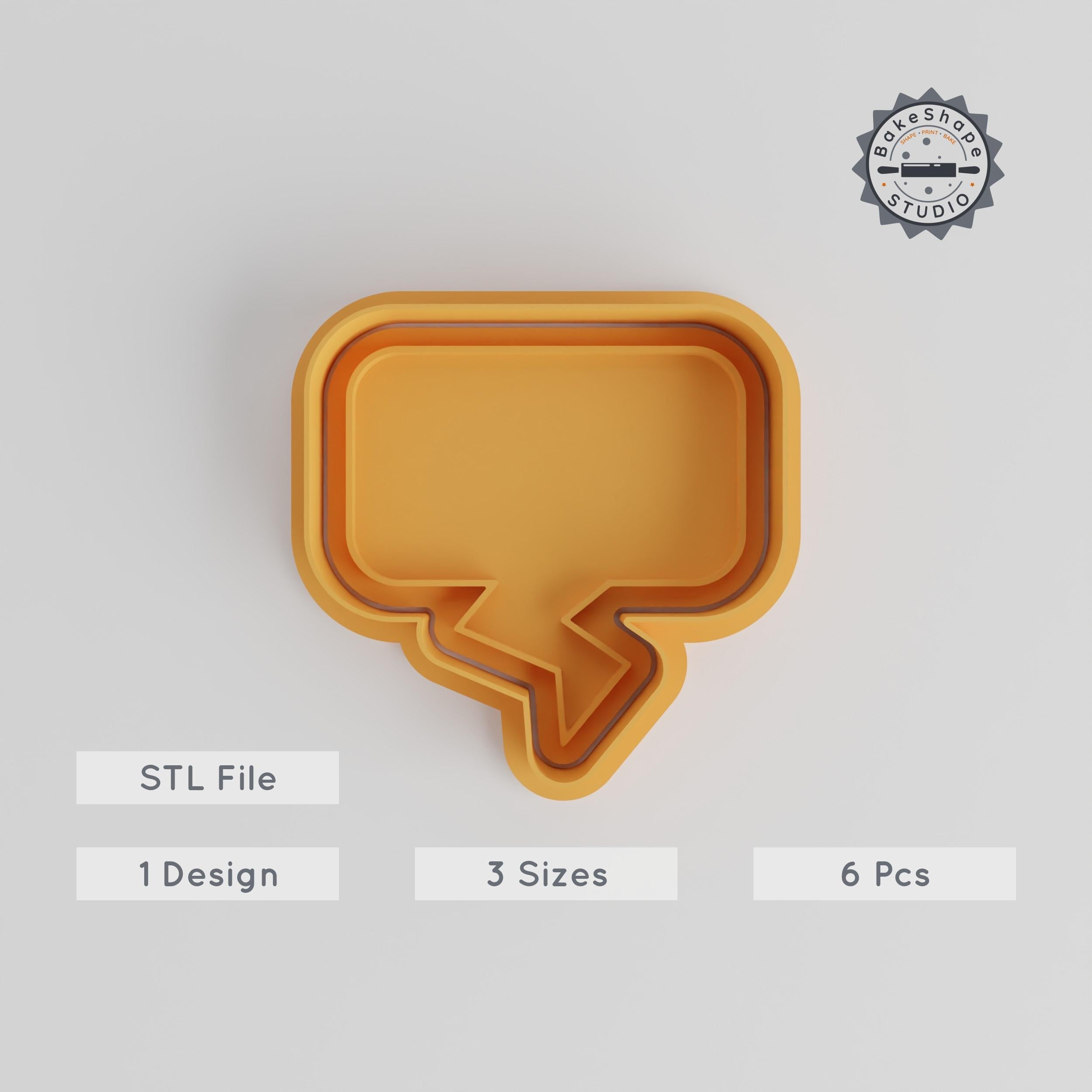 Speech Bubble Cookie Cutter & Stamp Set, Perfect for Fondant & Baking, S/M/L Sizes, Education & Communication Themes, 6-Piece Collection PRODUCT_2960 3d model