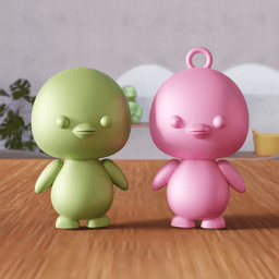 Cute Stylized Bird Figurines & Keychain Accessory 3d model