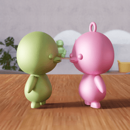 Cute Stylized Bird Figurines & Keychain Accessory 3d model