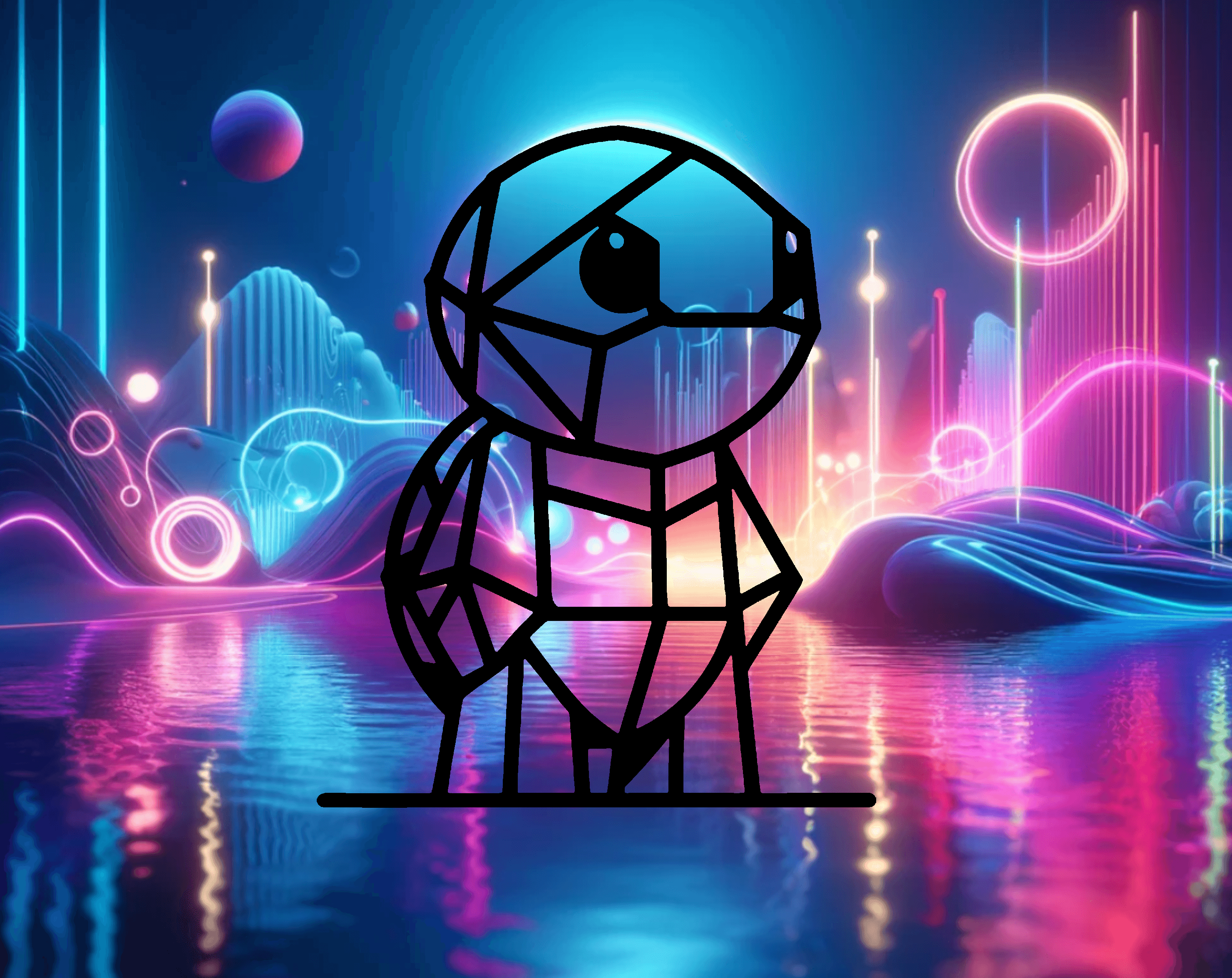 Geometric Pokemon Squirtle Wallart 3d model