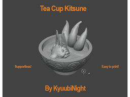 Kitsune bathing in a tea cup 3d model