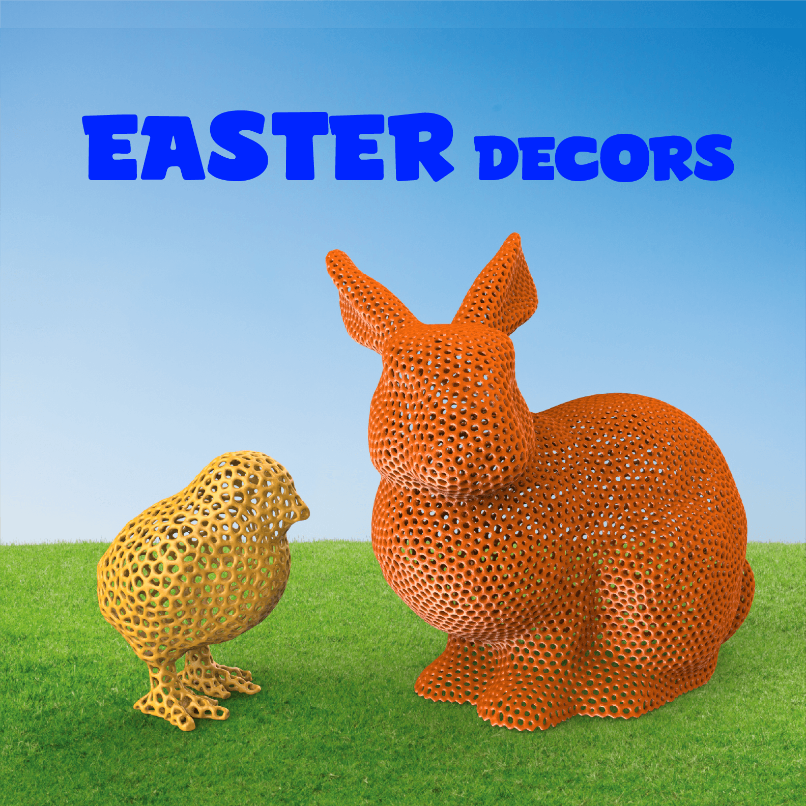 Easter Decors Rabbit and Chick, Easter Gift Idea, 3D Printing for Decor, 3D Home Decor 3d model