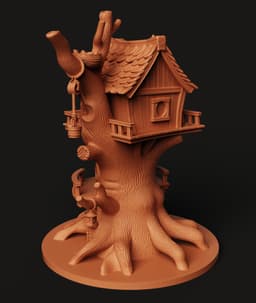 Fantasy Treehouse Model | Fairy Garden Miniature | Enchanted Tree Home | Diorama 3d model
