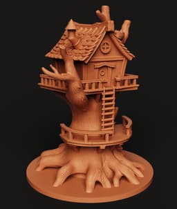 Fantasy Treehouse Model | Fairy Garden Miniature | Enchanted Tree Home | Diorama 3d model
