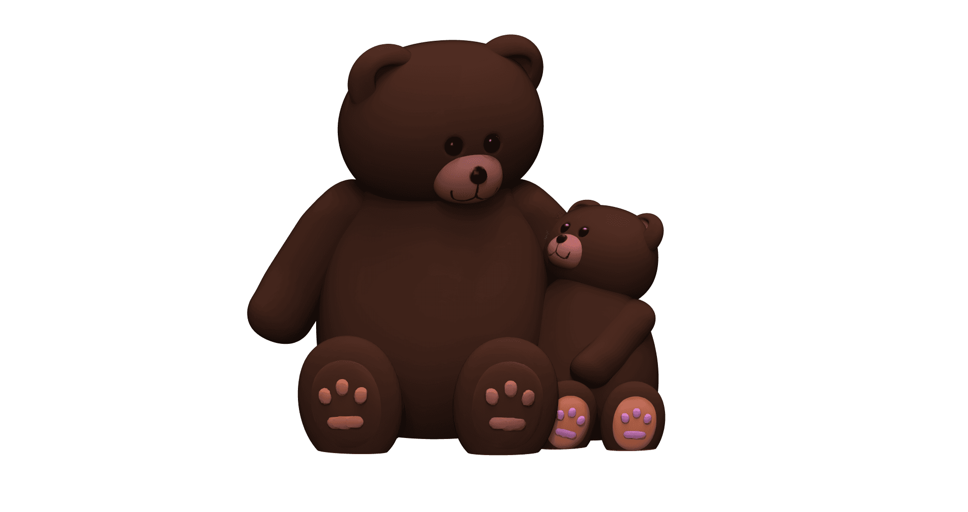 Papa and Baby Bear for Fathers day 3d model