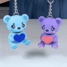 Cute Flexi Valentine Teddy Bear Keychain w Heart! Articulated Toy 3d model