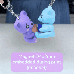 Cute Flexi Valentine Teddy Bear Keychain w Heart! Articulated Toy 3d model