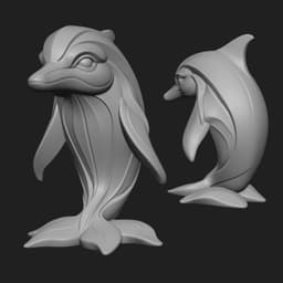 Mystical Dolphin Minimalist Sculpture 3d model