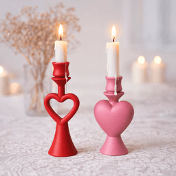 Heart Candlestick Holder Set | Romantic Candle Holder Decor | Valentine Table Centerpiece 3d model