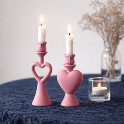 Heart Candlestick Holder Set | Romantic Candle Holder Decor | Valentine Table Centerpiece 3d model