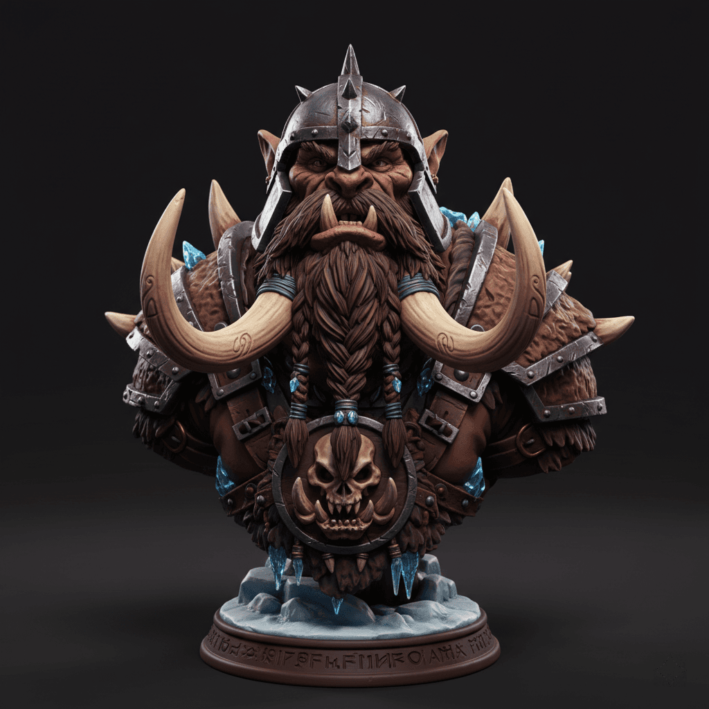 Orc Walrus Bust Raider Sculpture Printable STL File 3d model