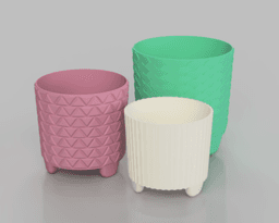 Small Stylish Plant Pot - Vertical Lines 3d model