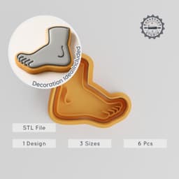 Foot Shape Cutter & Stamp, Cookie Fondant Kit, Ankle Leg Toe Design, 3 Sizes S/M/L, 6 Piece Set PRODUCT_2856 3d model