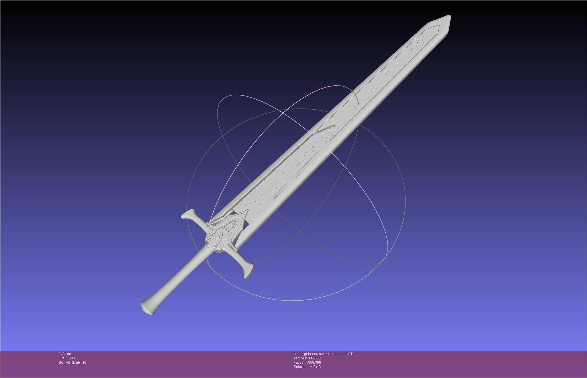 Mashle Kaldo Gehenna Sword And Sheath Printable Assembly 3d model