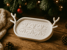Festive Deer Antler Tray – Cute Winter Catchall 3d model