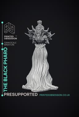 Black Pharo - The Wondering Desert - PRESUPPORTED - Illustrated and Stats - 32mm scale 3d model