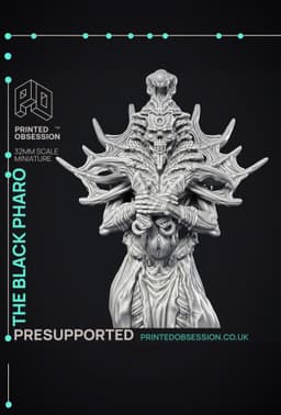 Black Pharo - The Wondering Desert - PRESUPPORTED - Illustrated and Stats - 32mm scale 3d model