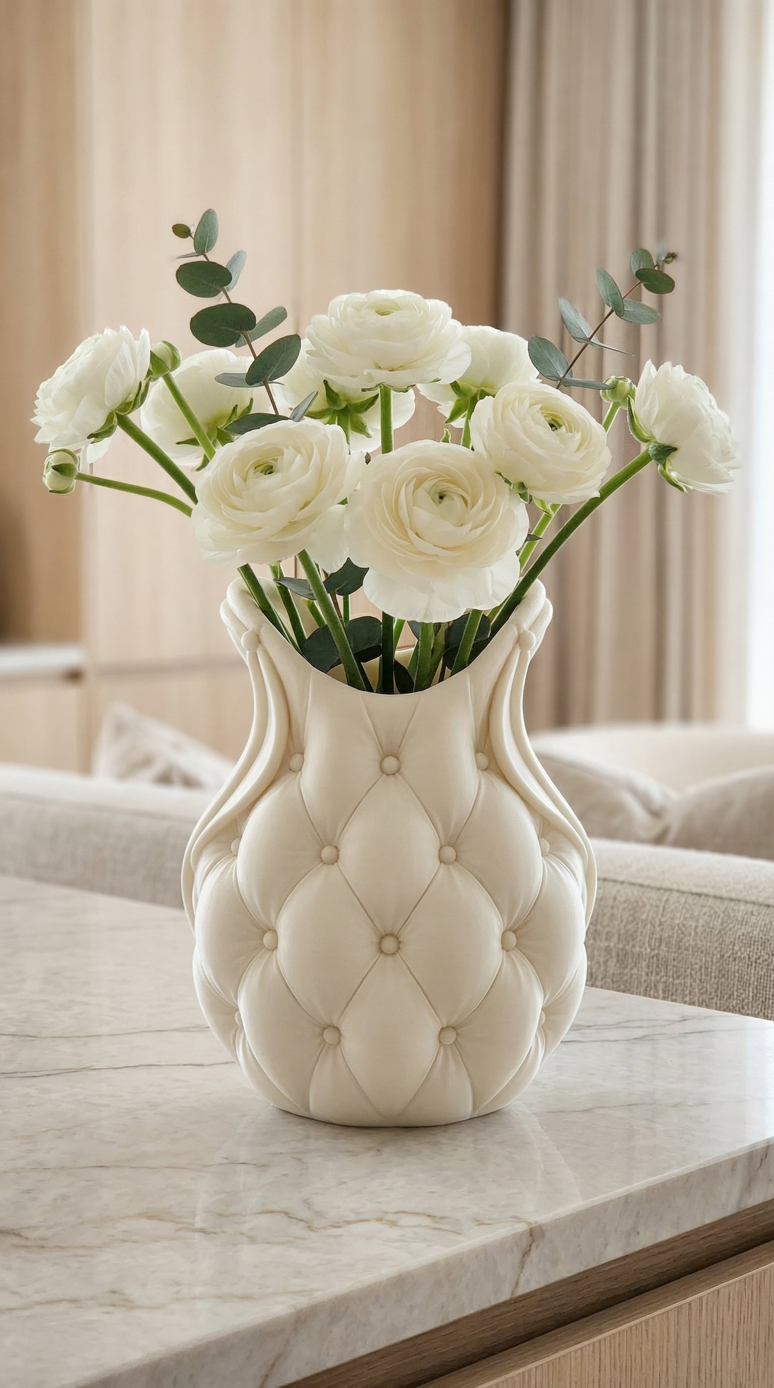 The Chesterfield Tufted Sculptural Vase – Quilted Surrealist Decor 3d model