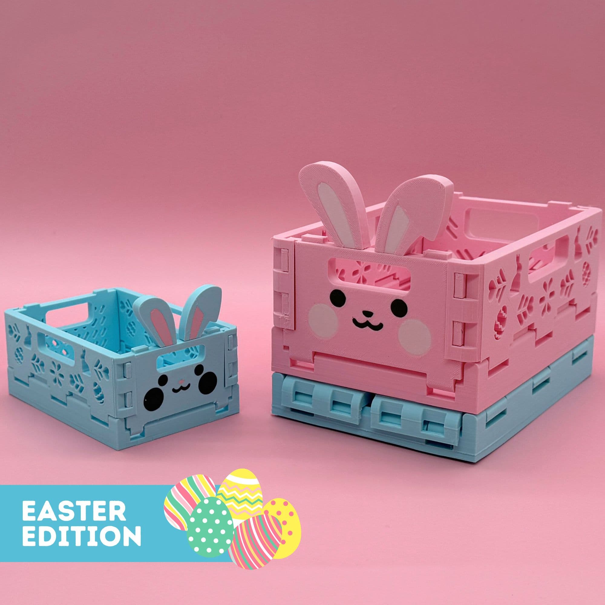 3D Printable Easter Foldable and Stackable Storage Crate Easter Edition 3d model