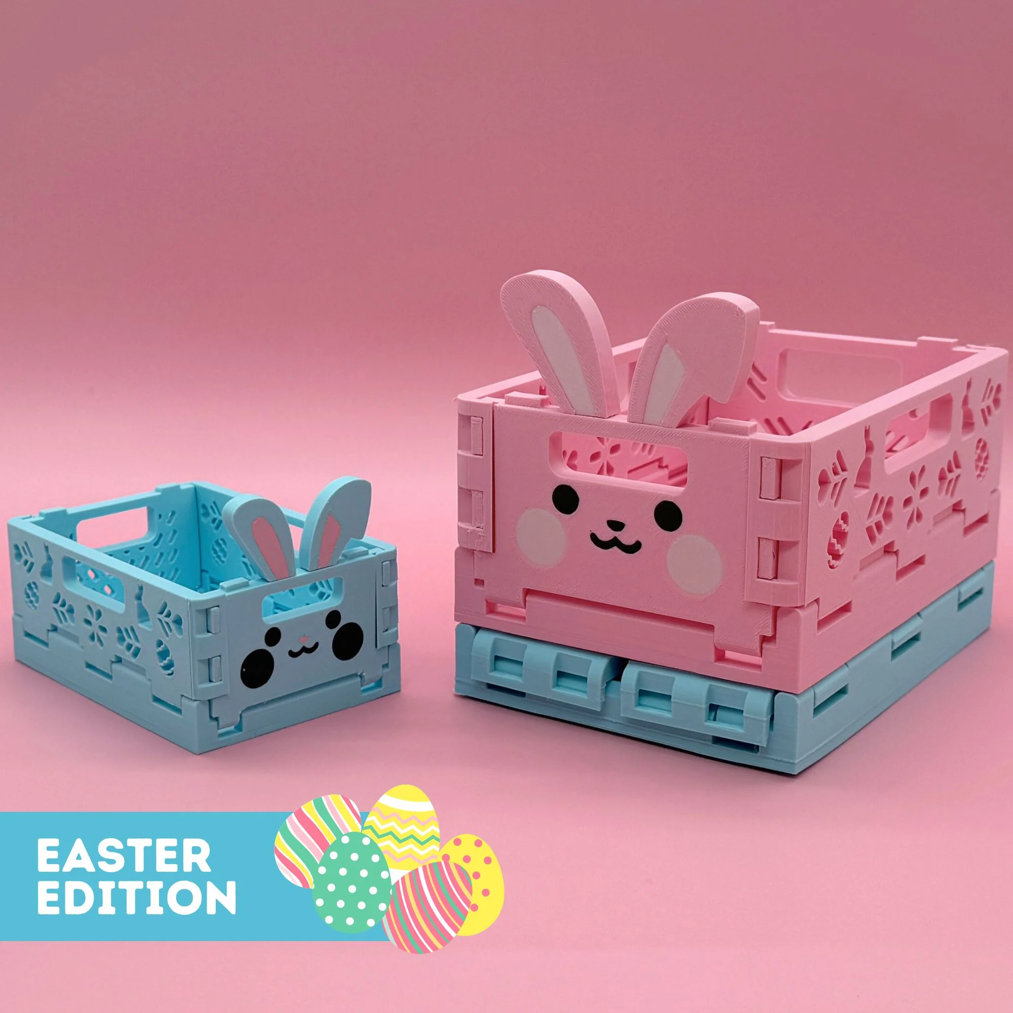 3D Printable Easter Foldable and Stackable Storage Crate Easter Edition 3d model