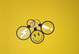 50mm Keychain Kit - Smiley Face, Shock Hazard, Exclamation Point & Blank 3d model