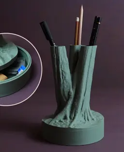 Tree trunk pencil holder / desk organizer “Thuja Occidentalis” 3d model