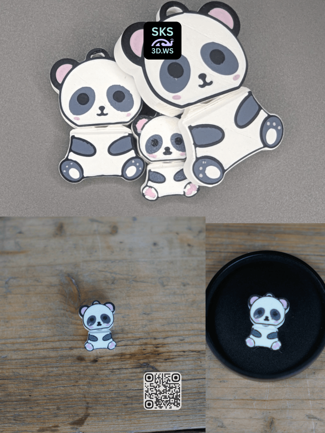Panda Wiggle Keyring Free File 3d model