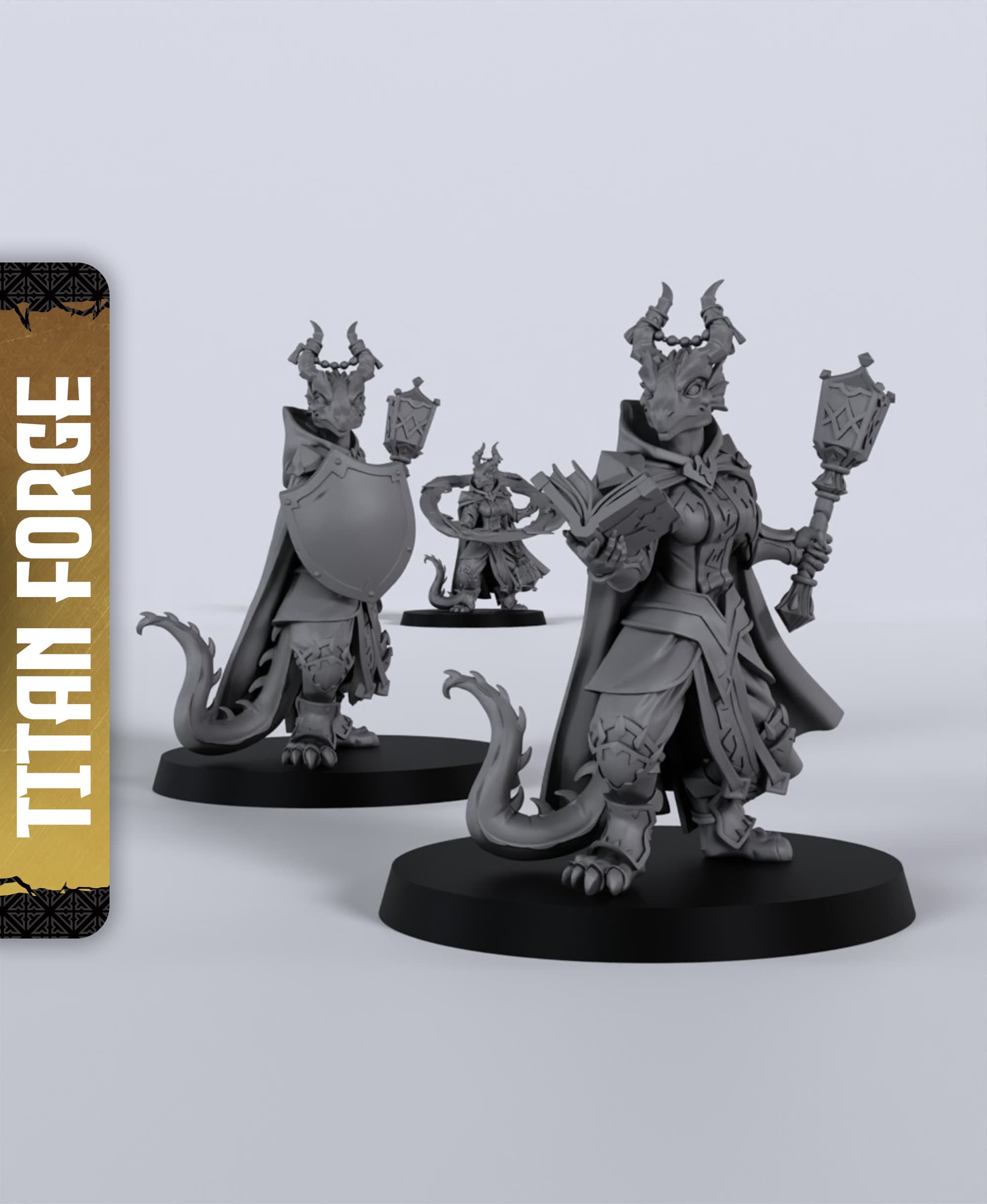 Dragonborn Female Cleric - With Free Dragon - 5e DnD Inspired for RPG and Wargamers 3d model