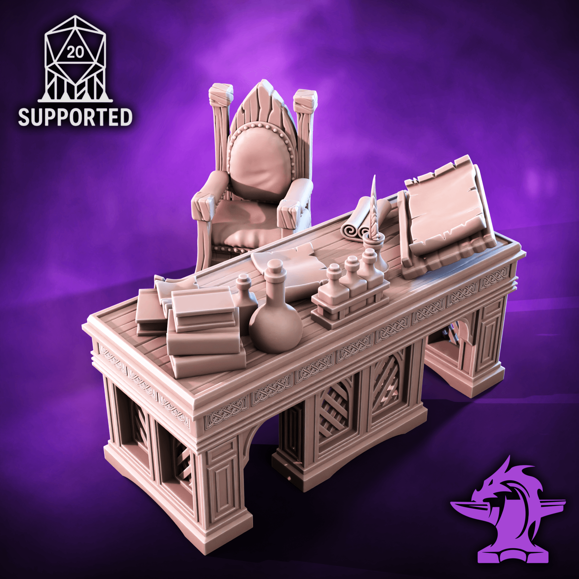 Desk & Chair | Study Tabletop Scatter Terrain 3d model