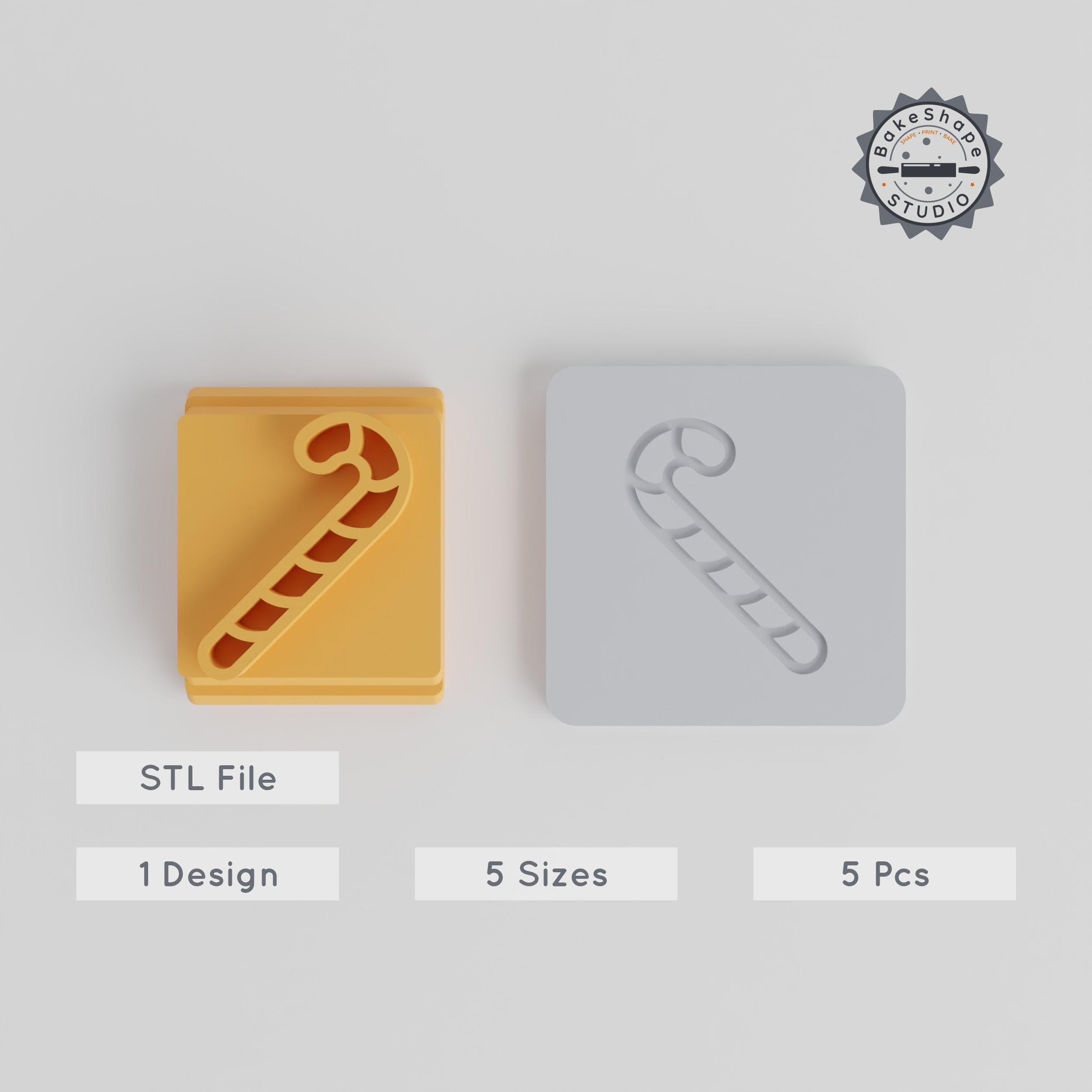 Candy Cane Stamp Tile Set, 5 Sizes (20-40mm), Perfect for Clay, Cookies & Fondant, Holiday Treats, Christmas & Party Decoration PRODUCT_4595 3d model