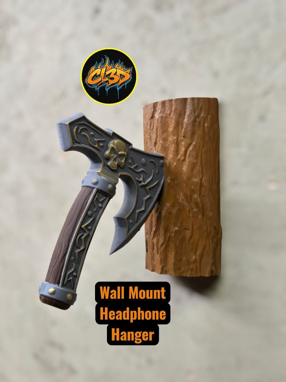 Executioner Axe Headphone Hanger - Log 3d model