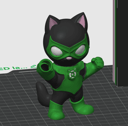 Green Lantern Cat โ Flexi LED Keychain & Lantern, No Supports 3D Print STL/3MF 3d model