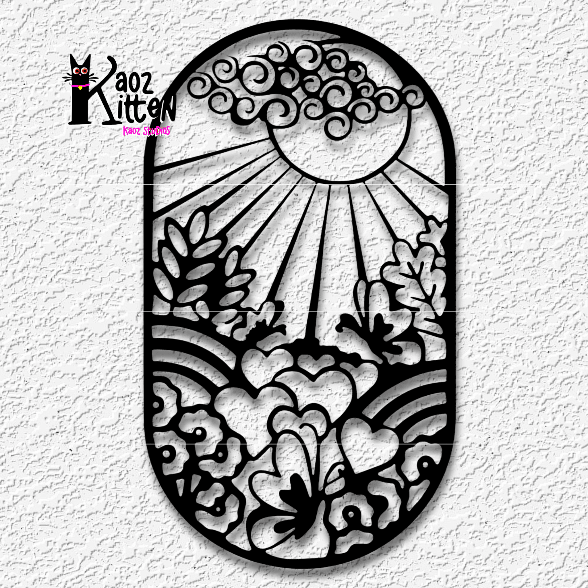 Sun capsule stained glass wall art dopamine decor 3d model