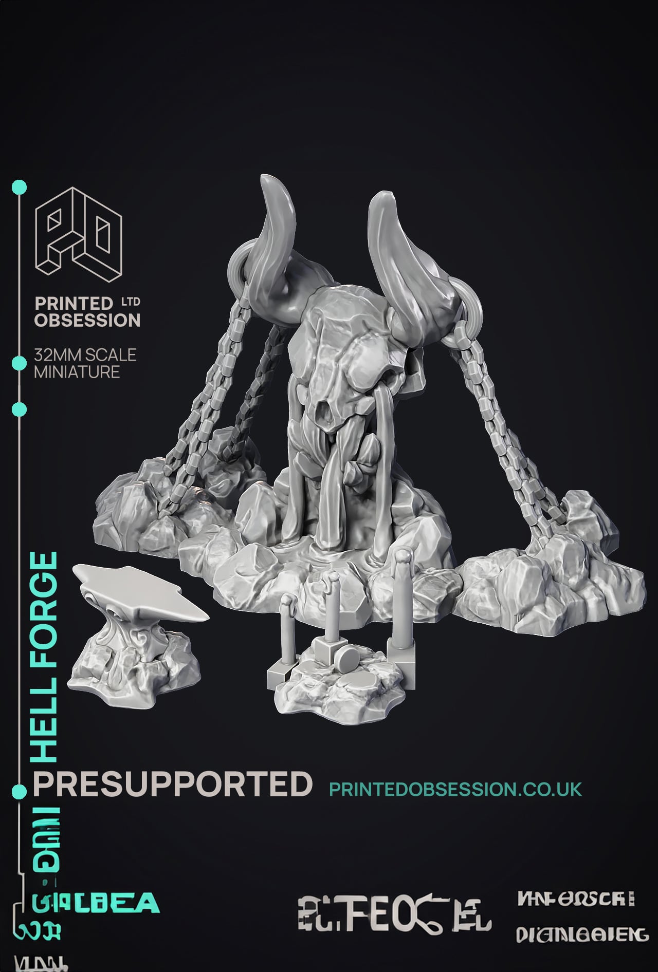 Hell Forge - Scenery - 3 Models - PRESUPPORTED - Hell Hath No Fury - 32mm Scale 3d model