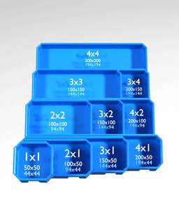 2x2x1 LU - Topless Rail - MultiBin Shell 3d model