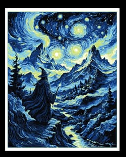 Art Piece - The Starry Night Meets the Wizard in the Fantasy World 3d model