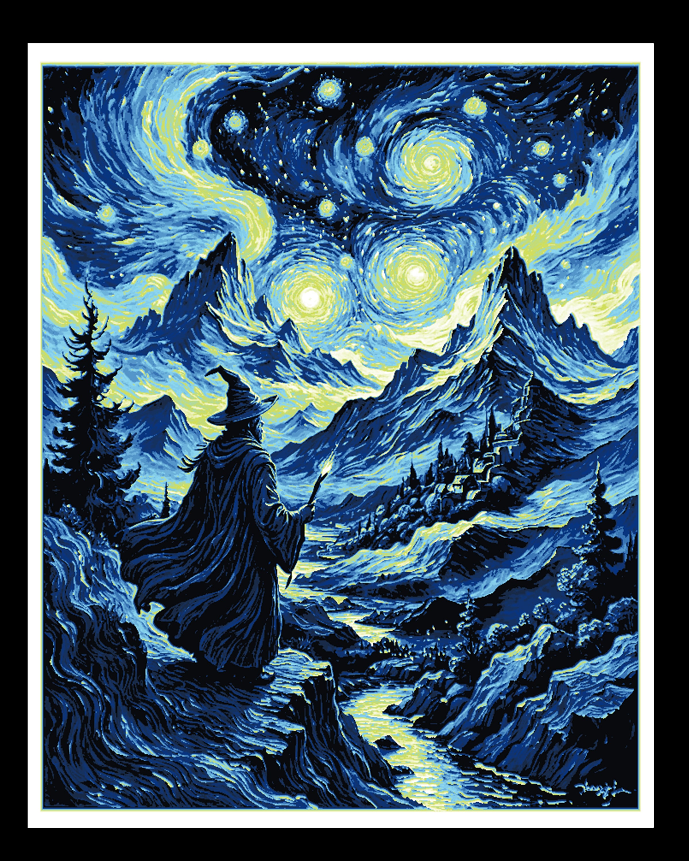 Art Piece - The Starry Night Meets the Wizard in the Fantasy World 3d model
