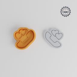 Heart Phone Call Shape Cutter & Stamp Set, Romantic Talk Cookie & Fondant, 6 Pieces, S/M/L Sizes PRODUCT_205 3d model