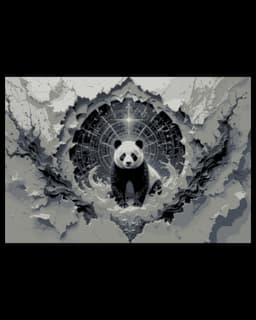 A modern pop art piece showcasing a panda in red and black - Hueforge art 3d model