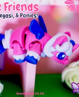 Pony, Unicorn, Pegasus Flexis and Stable Diorama 3d model